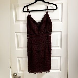 NWT Abercrombie and Fitch embroidered dress size L tall maroon